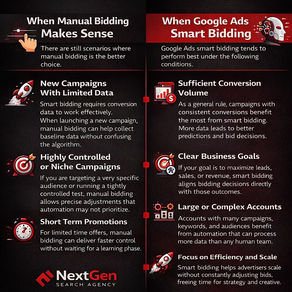 Google Ads - when manual and smart bidding are the better options